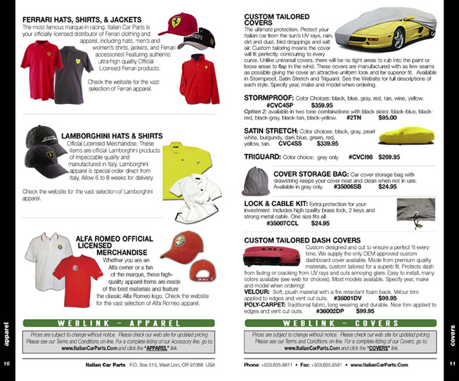 italian car parts catalog page 10-11