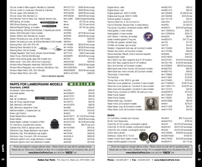 italian car parts catalog pages 28-29