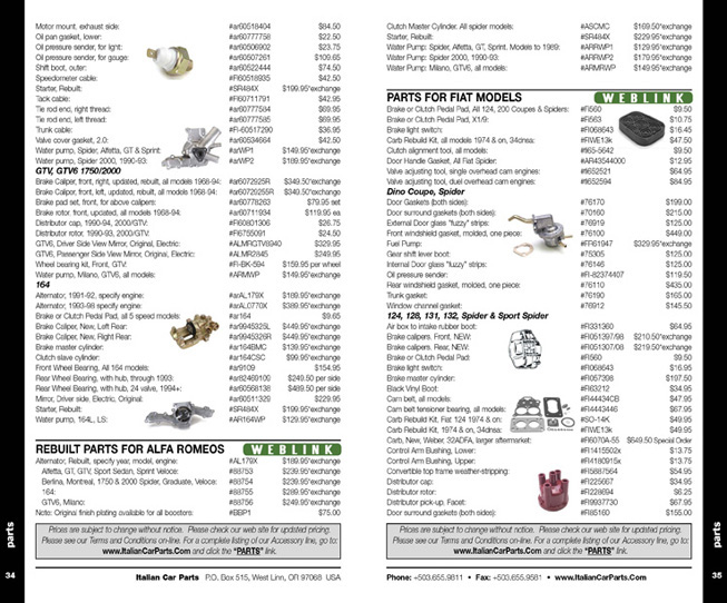 italian car parts catalog pages 34-45