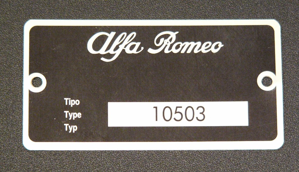 Alfa Romeo data plate #ardp107